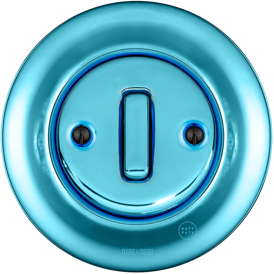 PORCELAIN WALL LIGHT SWITCH SKY BLUE SLIM BUTTON - DYKE & DEAN