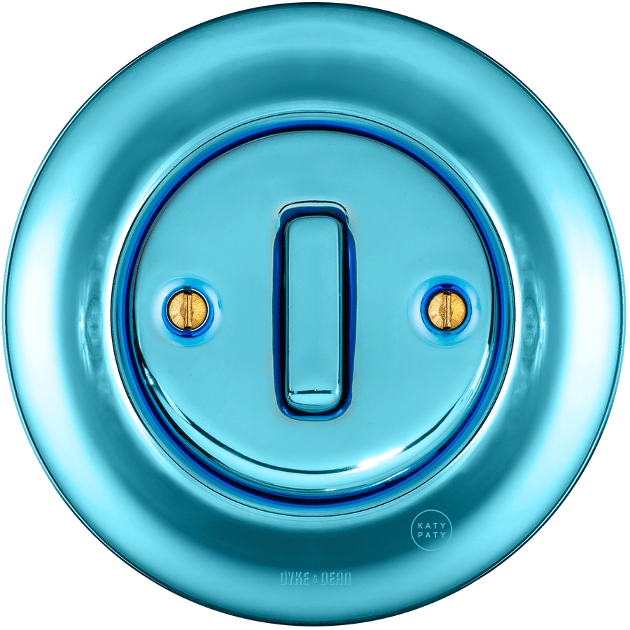 PORCELAIN WALL LIGHT SWITCH SKY BLUE SLIM BUTTON - DYKE & DEAN