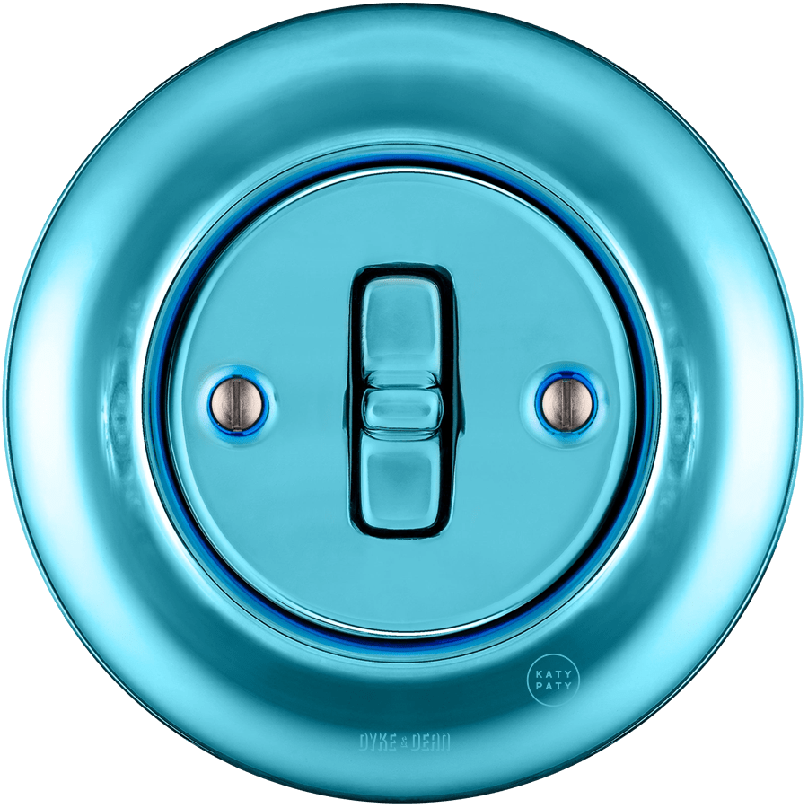 PORCELAIN WALL LIGHT SWITCH SKY BLUE TOGGLE - DYKE & DEAN
