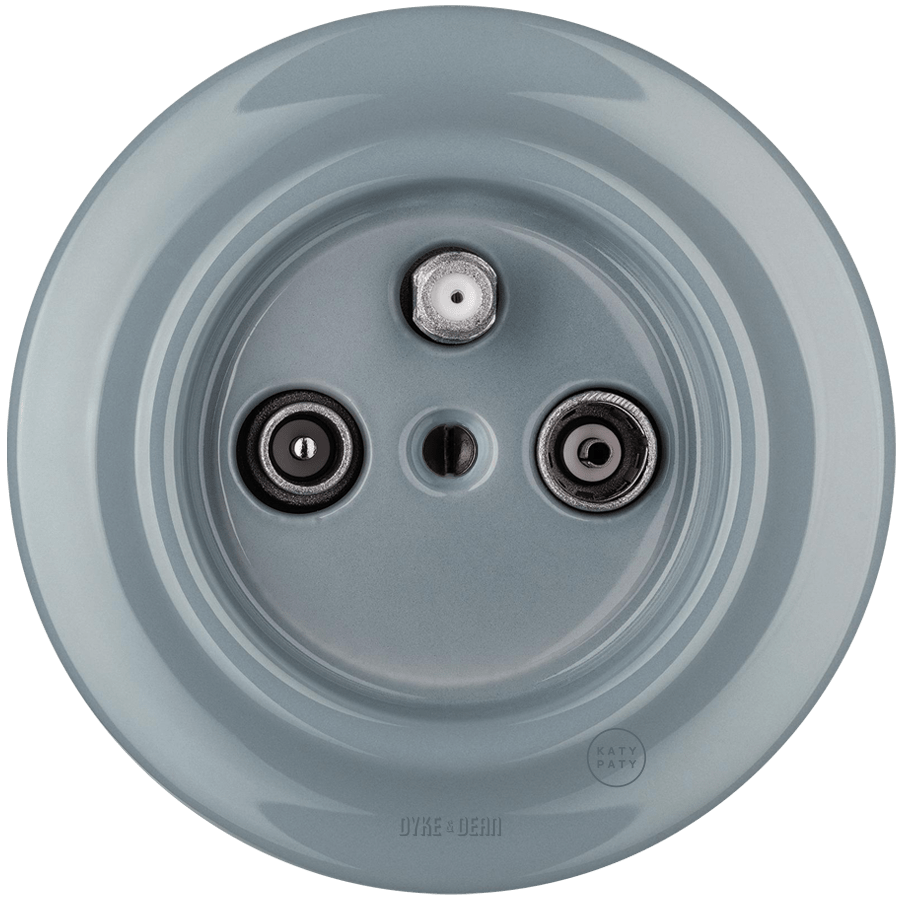 PORCELAIN WALL SOCKET ASH GREY TV ANTENNA - DYKE & DEAN