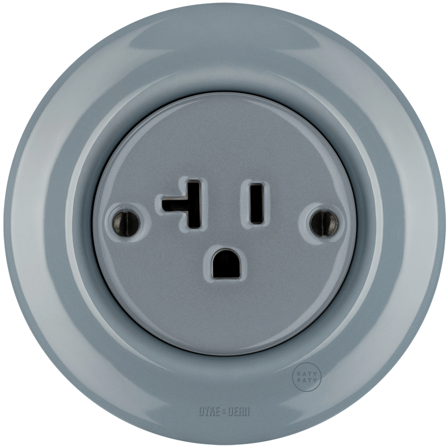 PORCELAIN WALL SOCKET ASH GREY USA 20 AMP - DYKE & DEAN