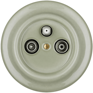 PORCELAIN WALL SOCKET GREY GREEN TV ANTENNA - DYKE & DEAN