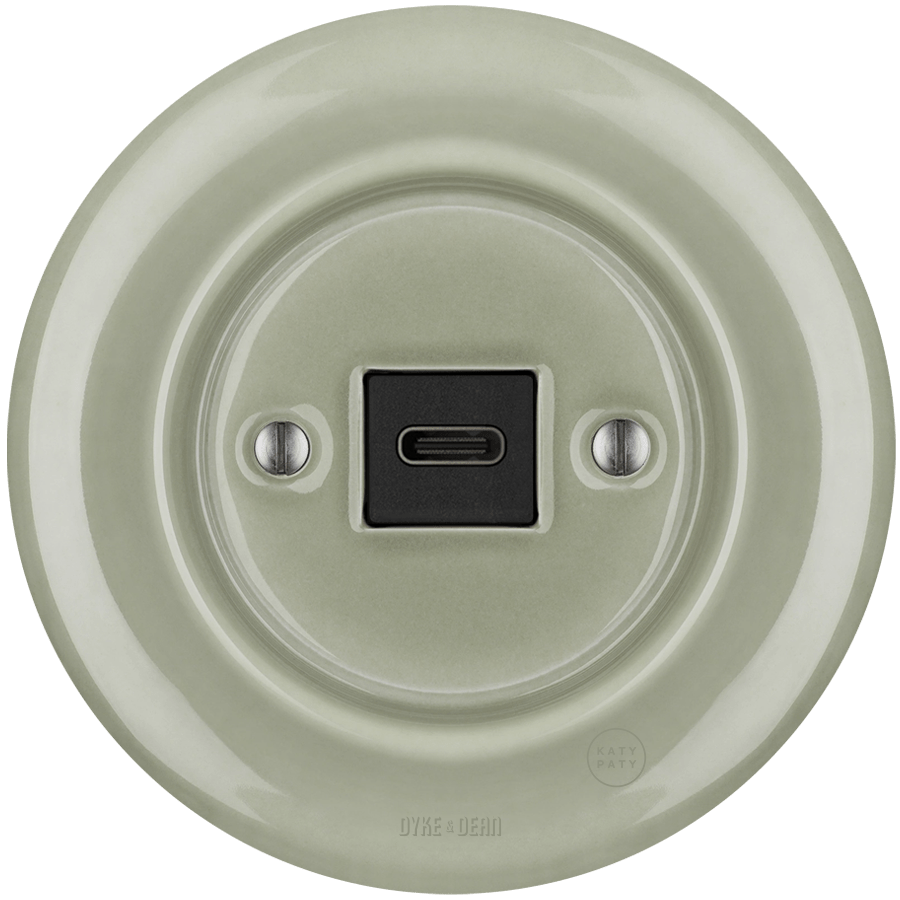 PORCELAIN WALL SOCKET GREY GREEN USB - C - DYKE & DEAN