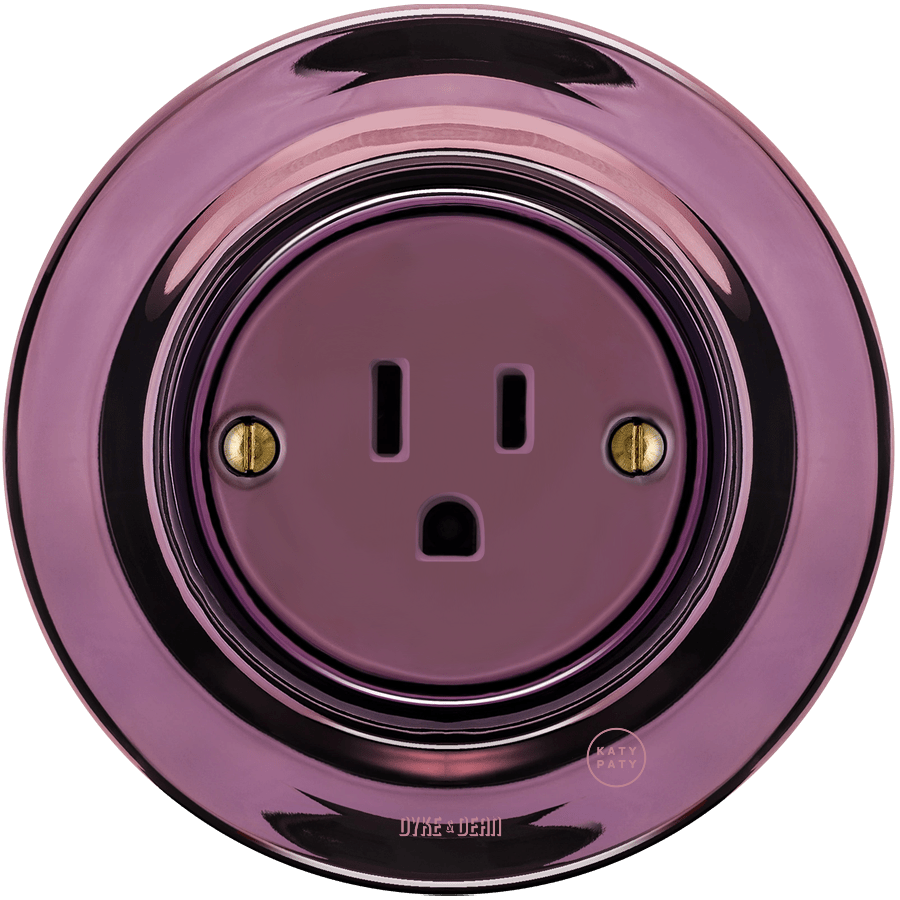 PORCELAIN WALL SOCKET USA PURPLE 15 AMP - DYKE & DEAN