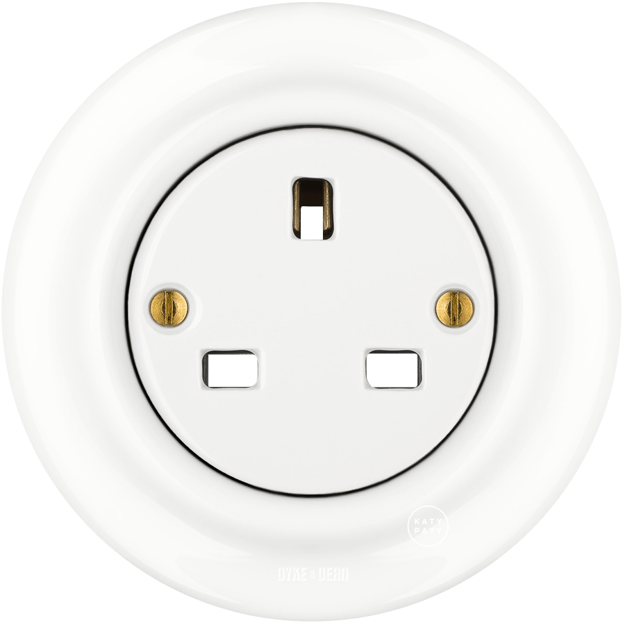 PORCELAIN WALL SOCKET WHITE UK - DYKE & DEAN