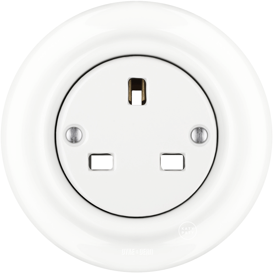 PORCELAIN WALL SOCKET WHITE UK - DYKE & DEAN