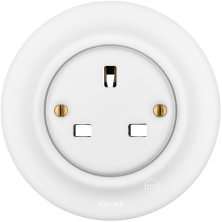 PORCELAIN WALL UK PLUG SOCKET MATT WHITE - DYKE & DEAN