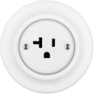 PORCELAIN WALL US 20 AMP PLUG SOCKET MATT WHITE - DYKE & DEAN