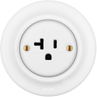 PORCELAIN WALL US 20 AMP PLUG SOCKET MATT WHITE - DYKE & DEAN
