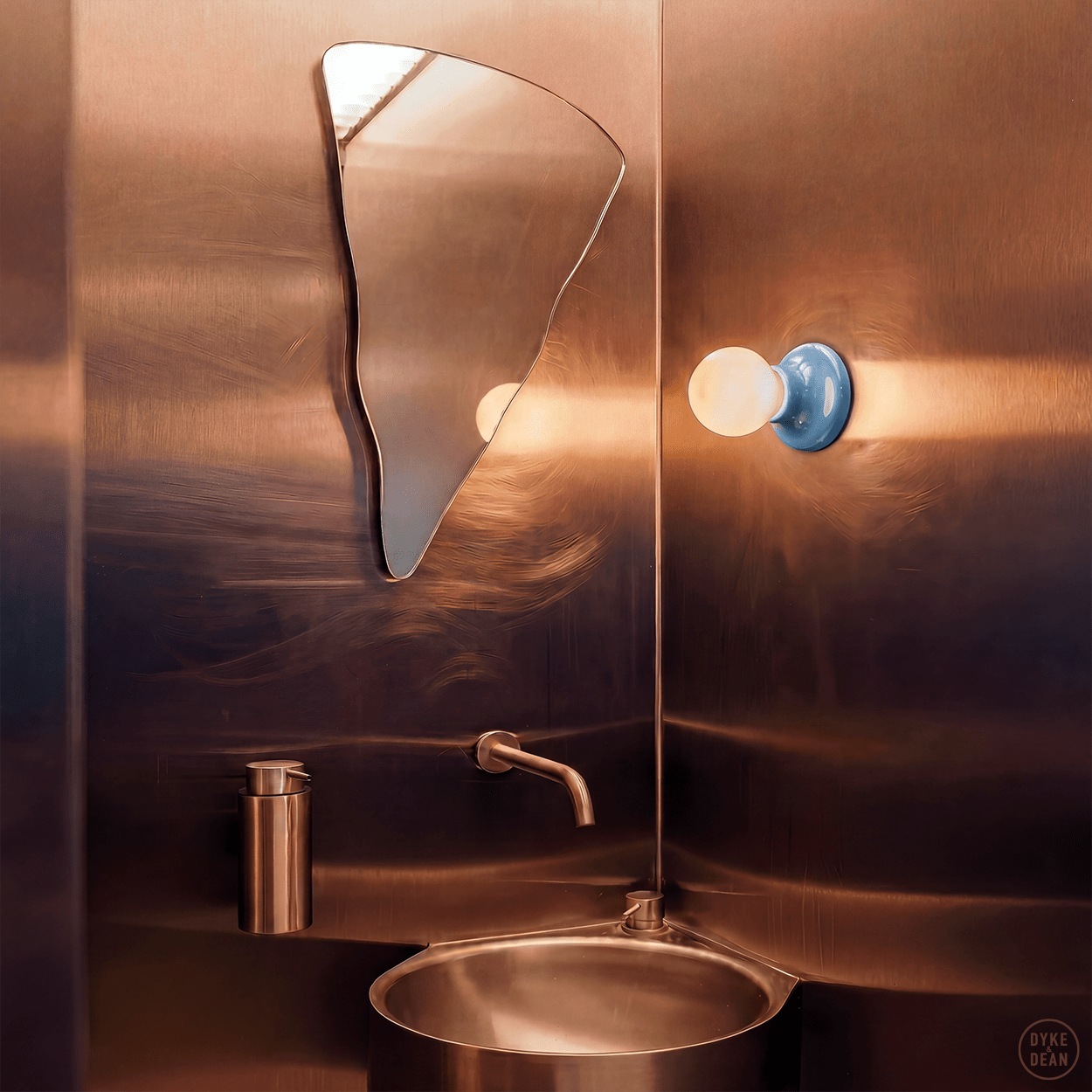 ROUND CERAMIC WALL & CEILING LAMP BLUE - DYKE & DEAN