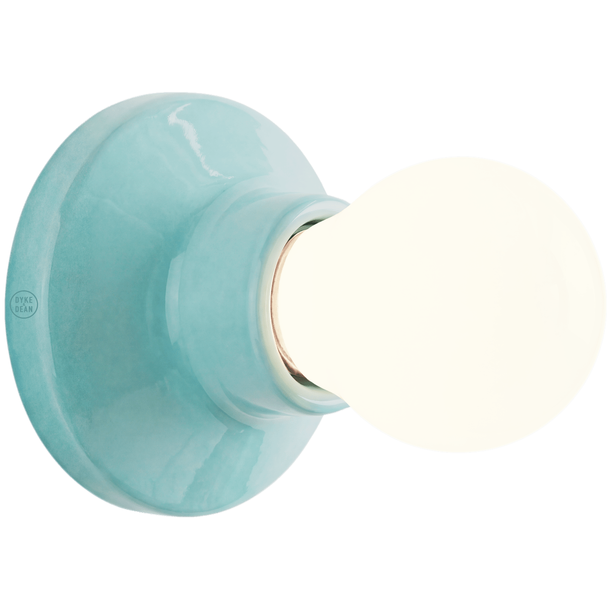 ROUND CERAMIC WALL & CEILING LAMP TEAL GREEN - DYKE & DEAN