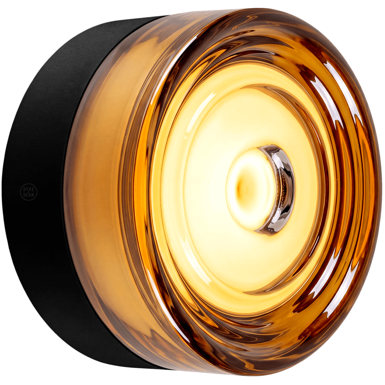 ROUND WATERPROOF BLACK WALL CEILING SCONCE AMBER LIGHT - DYKE & DEAN