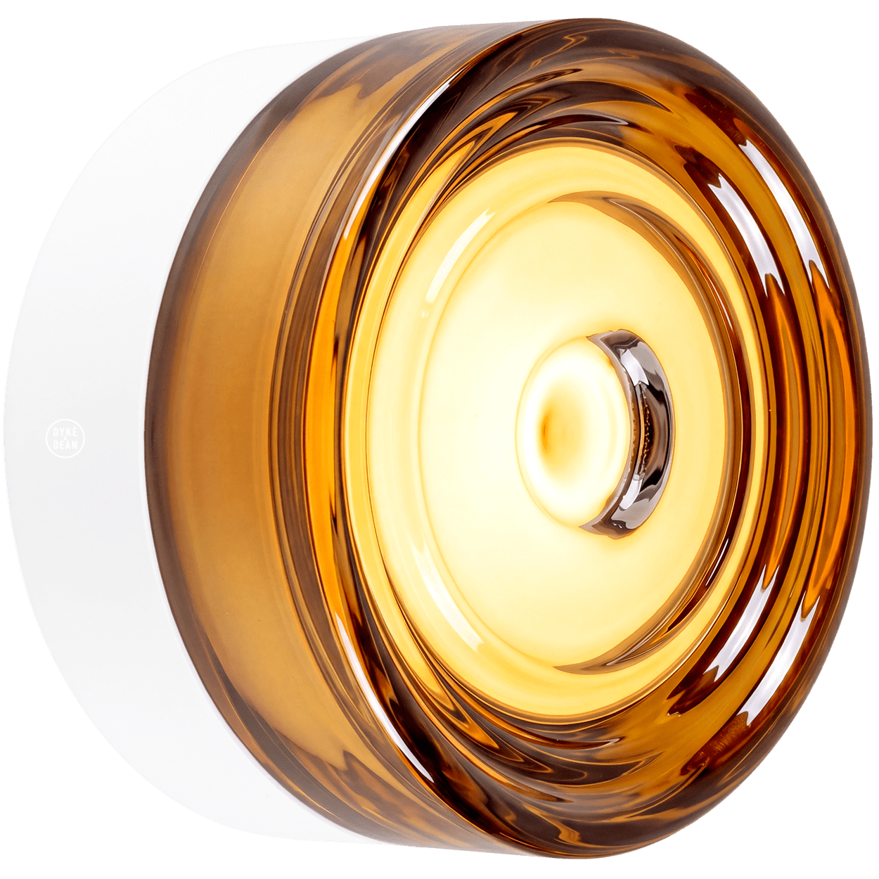 ROUND WATERPROOF WHITE WALL CEILING SCONCE AMBER GLASS LIGHT - DYKE & DEAN