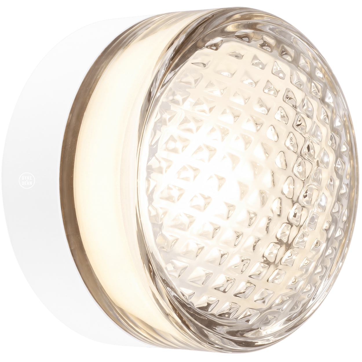 ROUND WATERPROOF WHITE WALL CEILING SCONCE CLEAR GLASS LIGHT - DYKE & DEAN