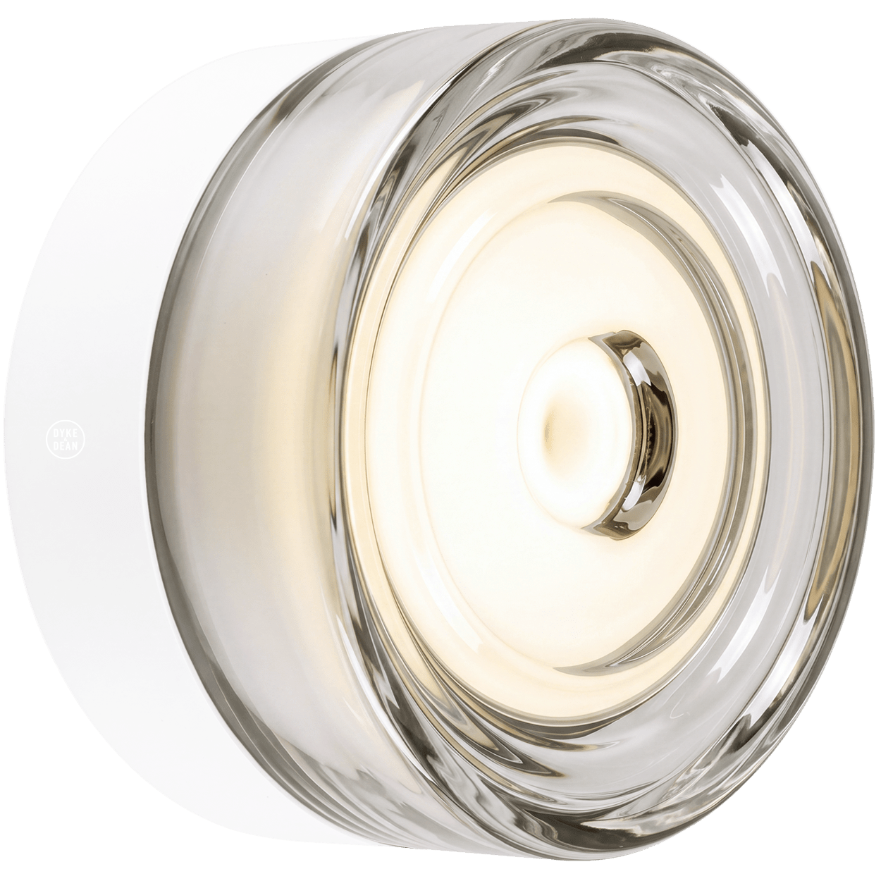 ROUND WATERPROOF WHITE WALL CEILING SCONCE CLEAR GLASS LIGHT - DYKE & DEAN