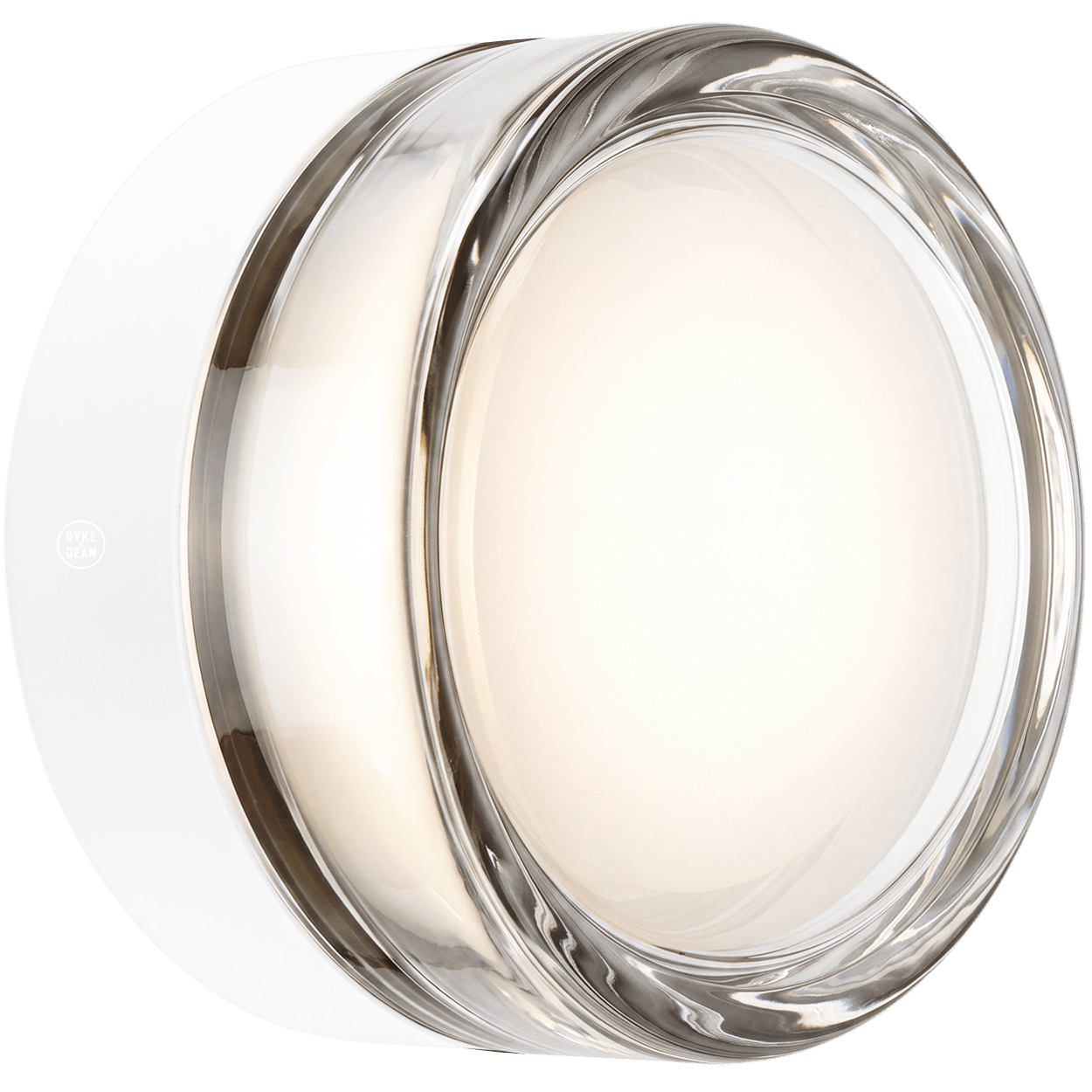 ROUND WATERPROOF WHITE WALL CEILING SCONCE CLEAR GLASS LIGHT - DYKE & DEAN