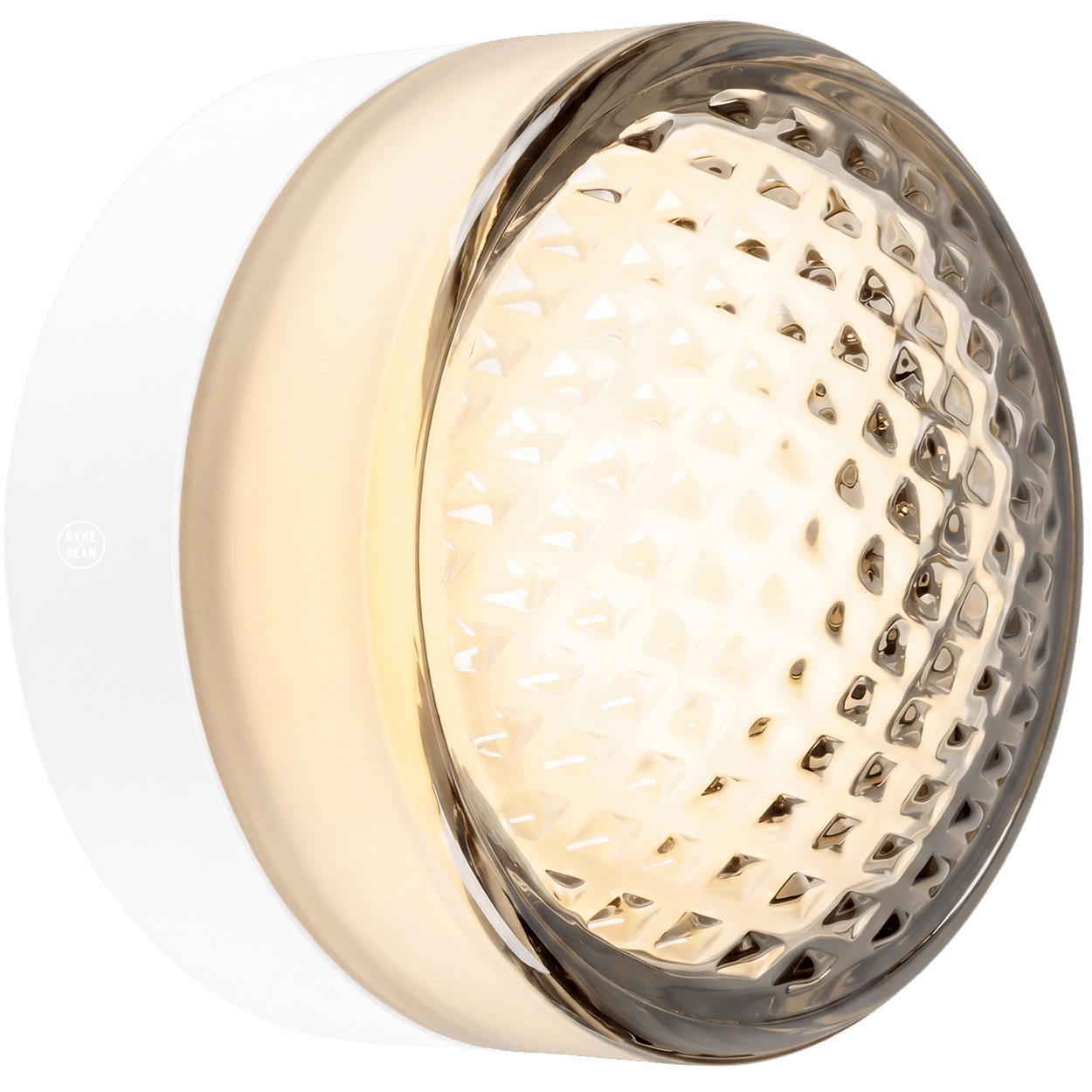 ROUND WATERPROOF WHITE WALL CEILING SCONCE SMOKE GLASS LIGHT - DYKE & DEAN