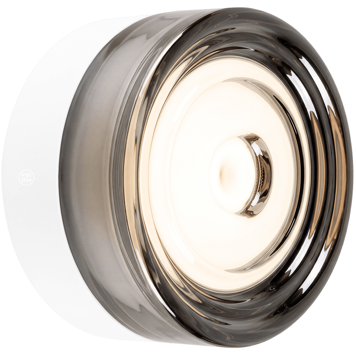 ROUND WATERPROOF WHITE WALL CEILING SCONCE SMOKE GLASS LIGHT - DYKE & DEAN