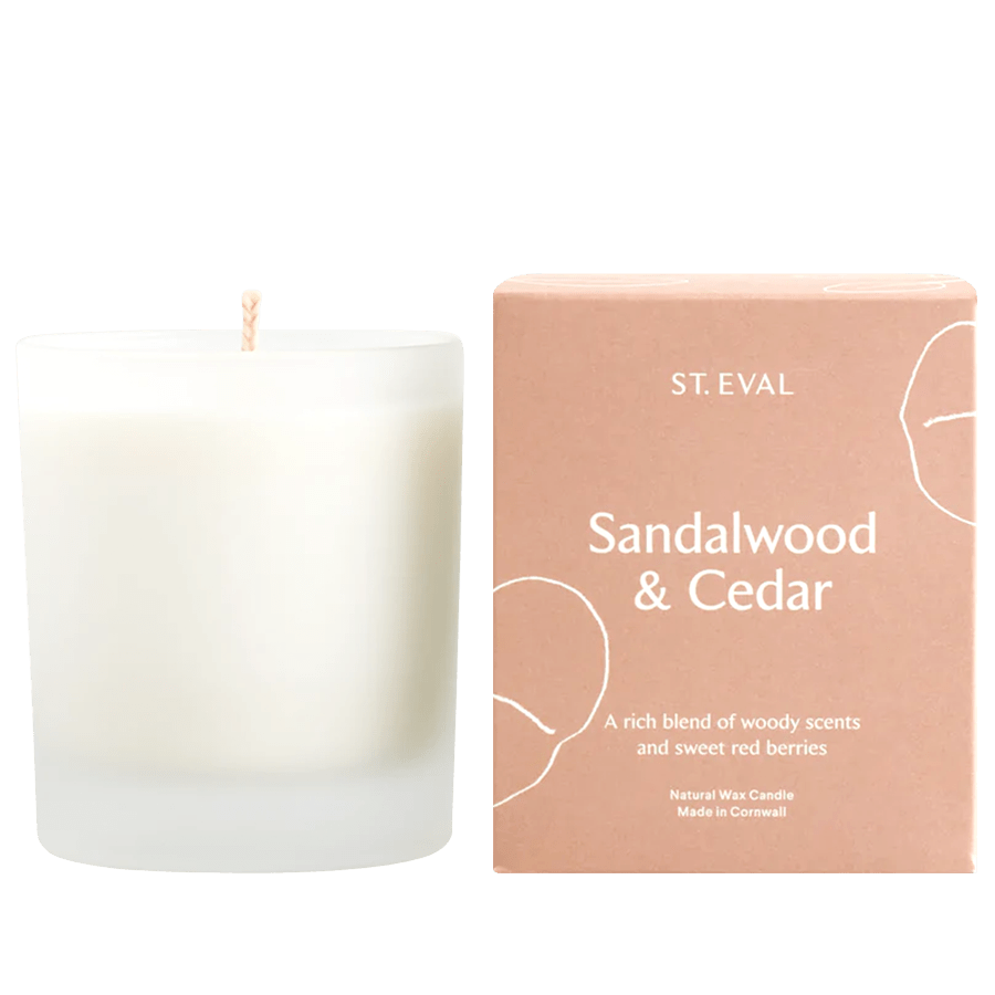 SANDALWOOD & CEDAR LAMORNA GLASS CANDLE - DYKE & DEAN