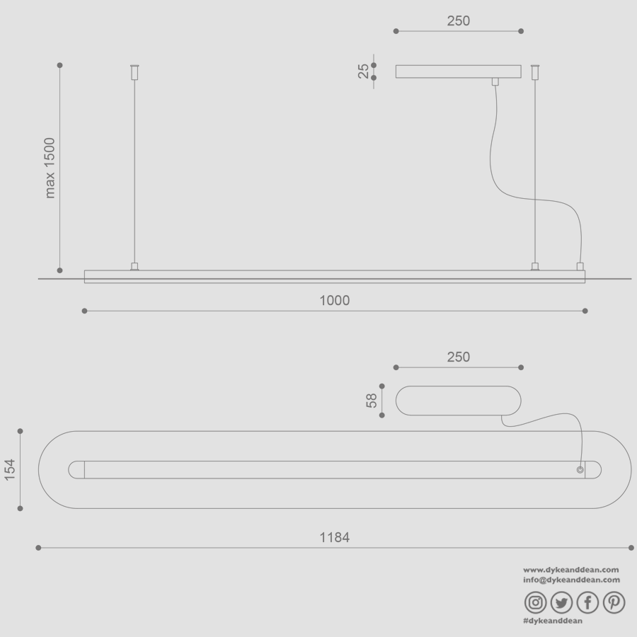 SENKEI PENDANT STRIP BEAM SUSPENSION LIGHT B - DYKE & DEAN