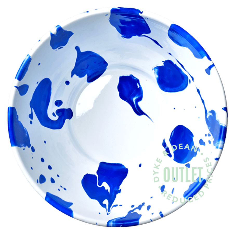 SLIPWARE ENAMEL BLUE WHITE SALAD BOWL OUTLET - DYKE & DEAN