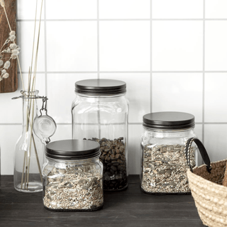 SQUARE GLASS SCREW TOP JAR 700ML - DYKE & DEAN