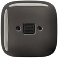 SQUARE PORCELAIN HDMI WALL SOCKET BROWN - DYKE & DEAN