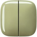 SQUARE PORCELAIN WALL DOUBLE ROCKER LIGHT SWITCH MOSS GREEN - DYKE & DEAN