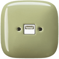 SQUARE PORCELAIN WALL USB CHARGER MOSS GREEN - DYKE & DEAN
