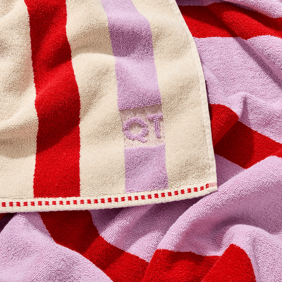 STRIPE BATH SHEET TOWEL CANDY - DYKE & DEAN