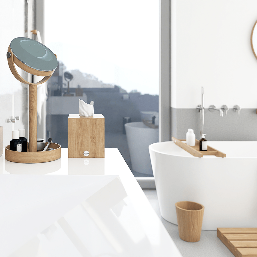 TISSUE BOX CUBE MEZZA NATURAL OAK - DYKE & DEAN