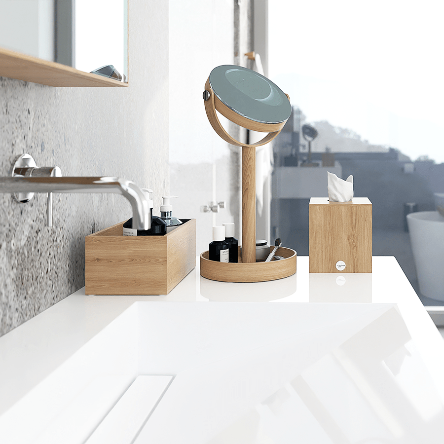 TISSUE BOX CUBE MEZZA NATURAL OAK - DYKE & DEAN