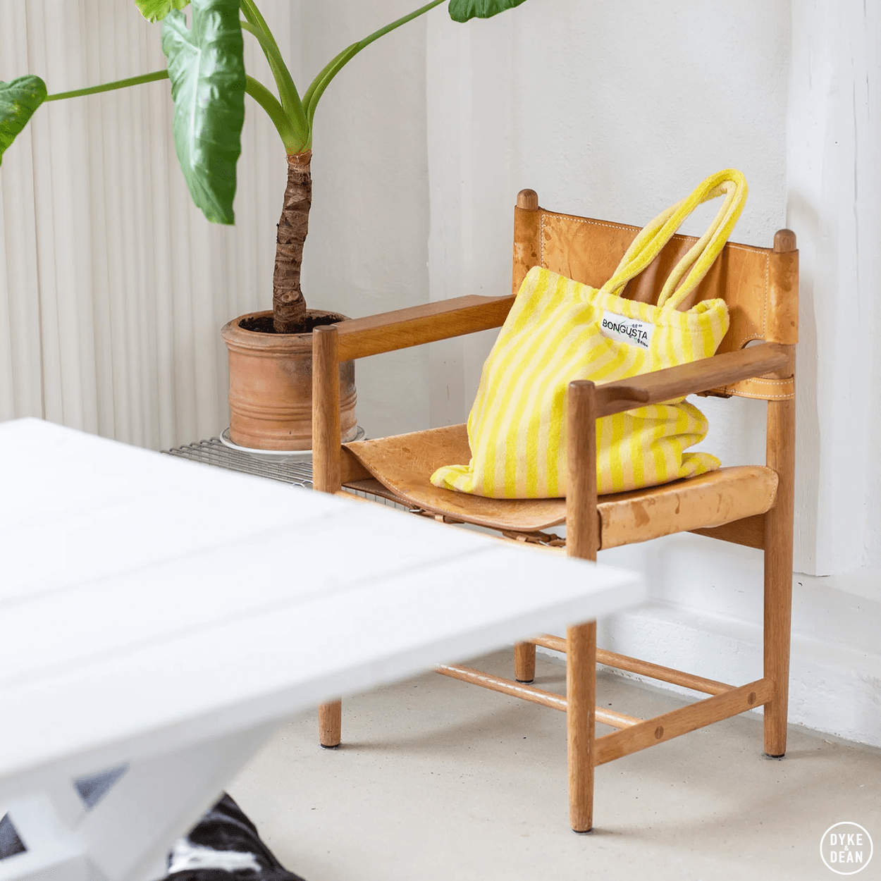 TOWEL FABRIC TOTE BAG YELLOW - DYKE & DEAN