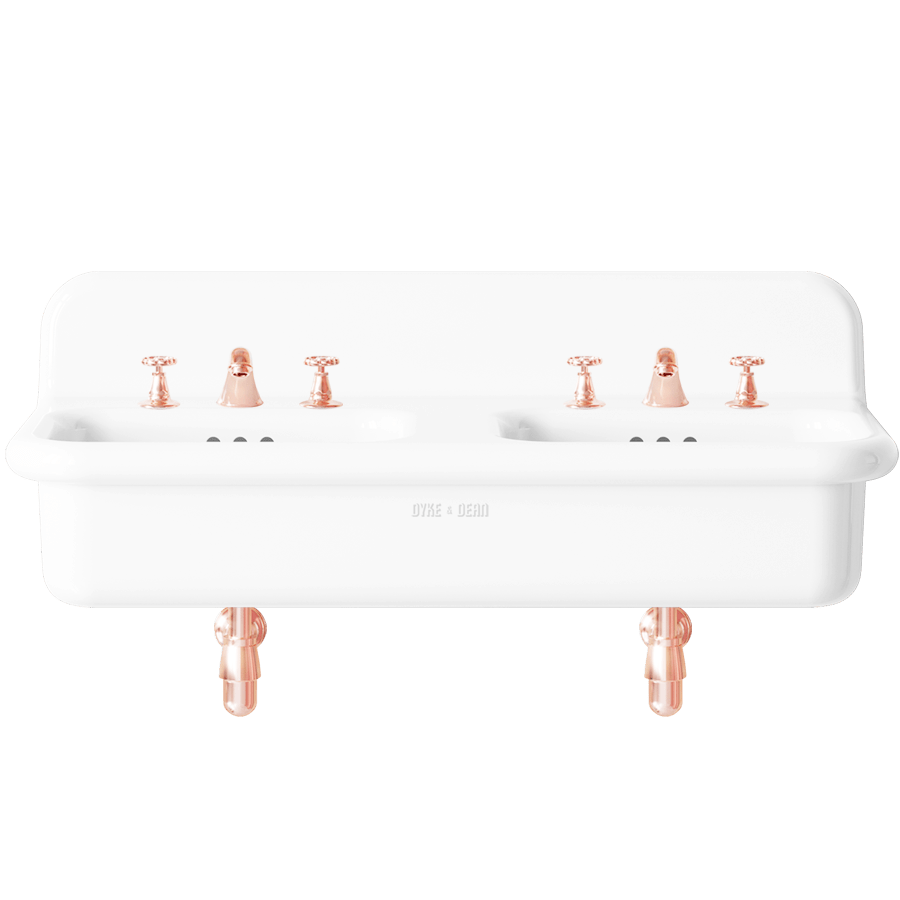 TRUE LITE CERAMIC MOUNTED DOUBLE SINK WHITE - DYKE & DEAN