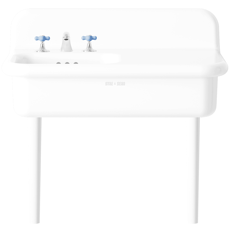 TRUE LITE CERAMIC MOUNTED LARGE SINK WHITE LEGS - DYKE & DEAN