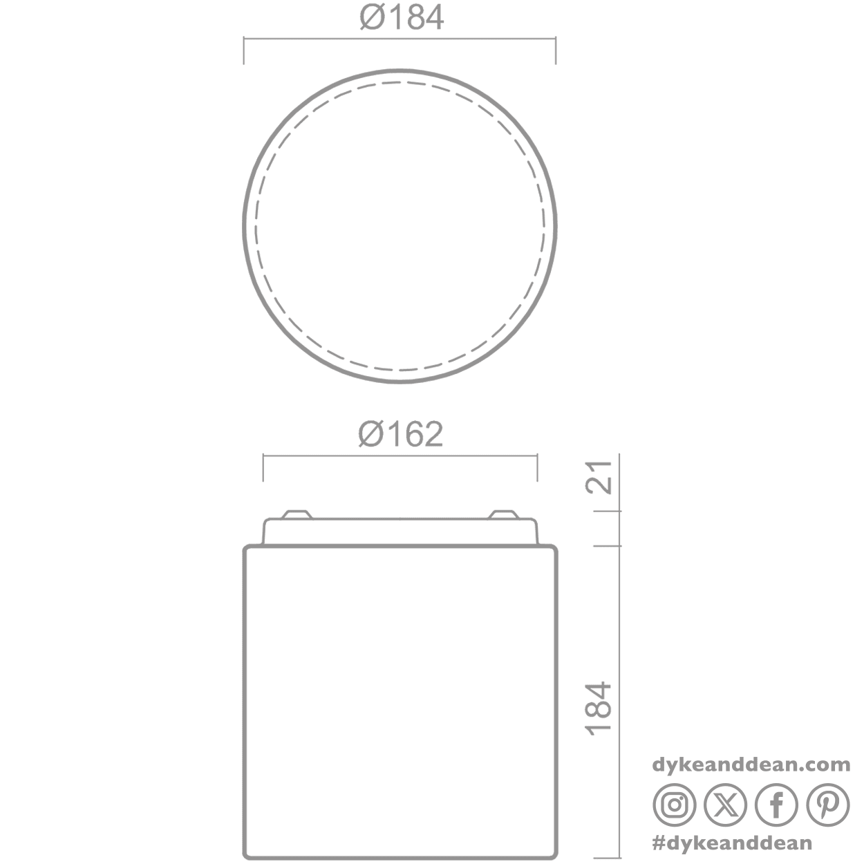 TUBE LAMP BLACK BASE LARGE - DYKE & DEAN
