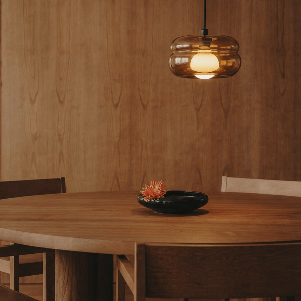 WALNUT ORBIT GLASS GLOBE PENDANT LIGHT - DYKE & DEAN