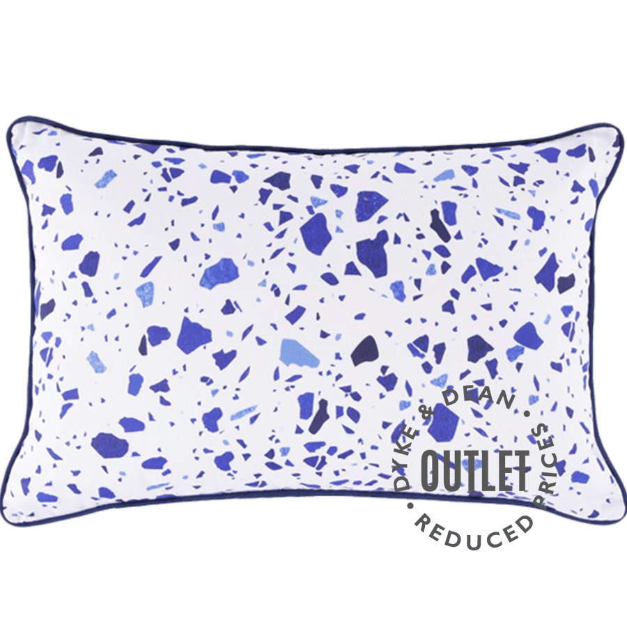WHITE AND BLUE TERRAZZO LONG CUSHION OUTLET - DYKE & DEAN