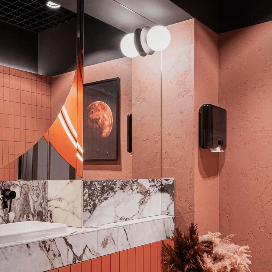 WHITE BORRA WATERPROOF GLOBE DISC OPAL GLASS WALL LIGHT - DYKE & DEAN