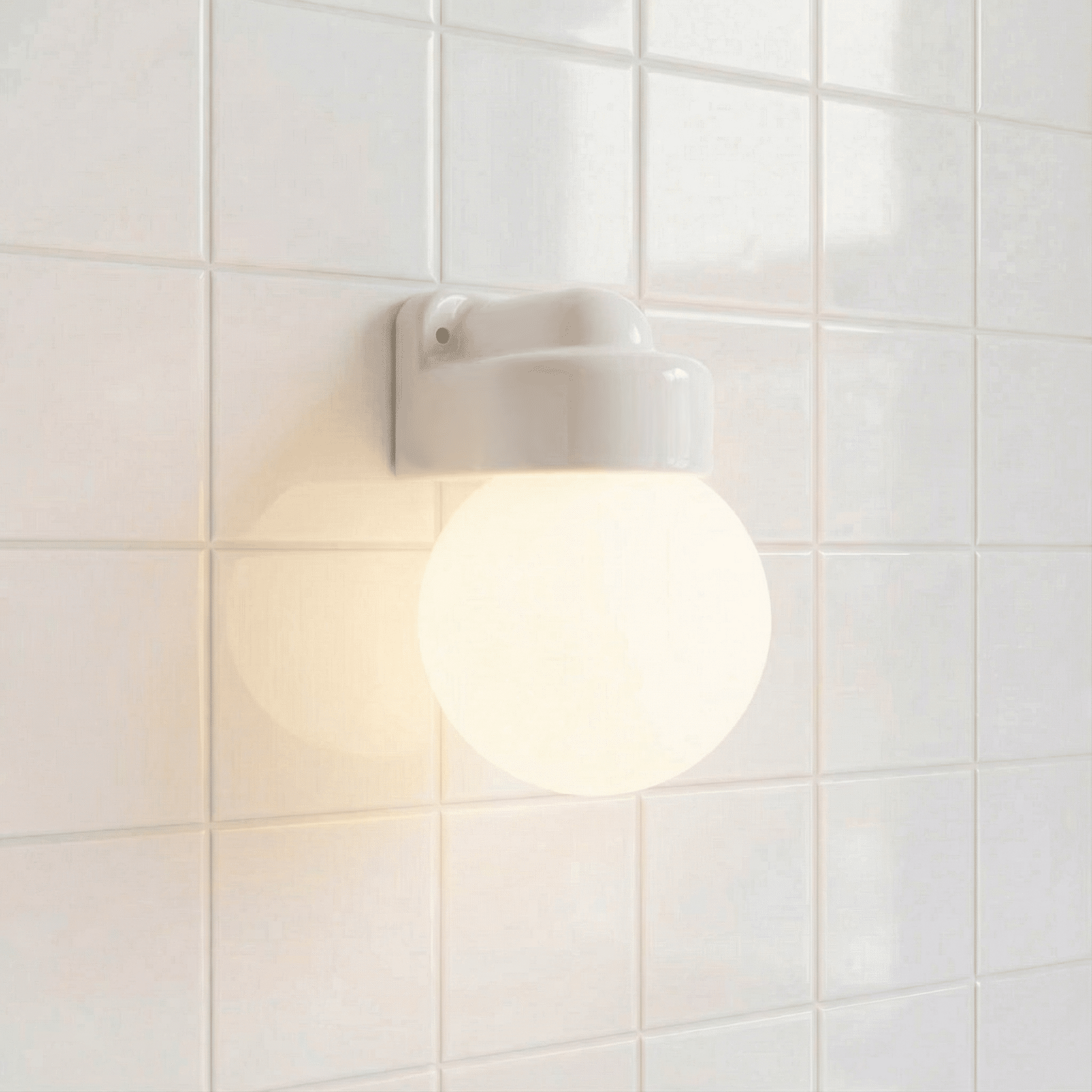 WHITE GLOBE PORCELAIN WATERPROOF SAUNA WALL LIGHT - DYKE & DEAN