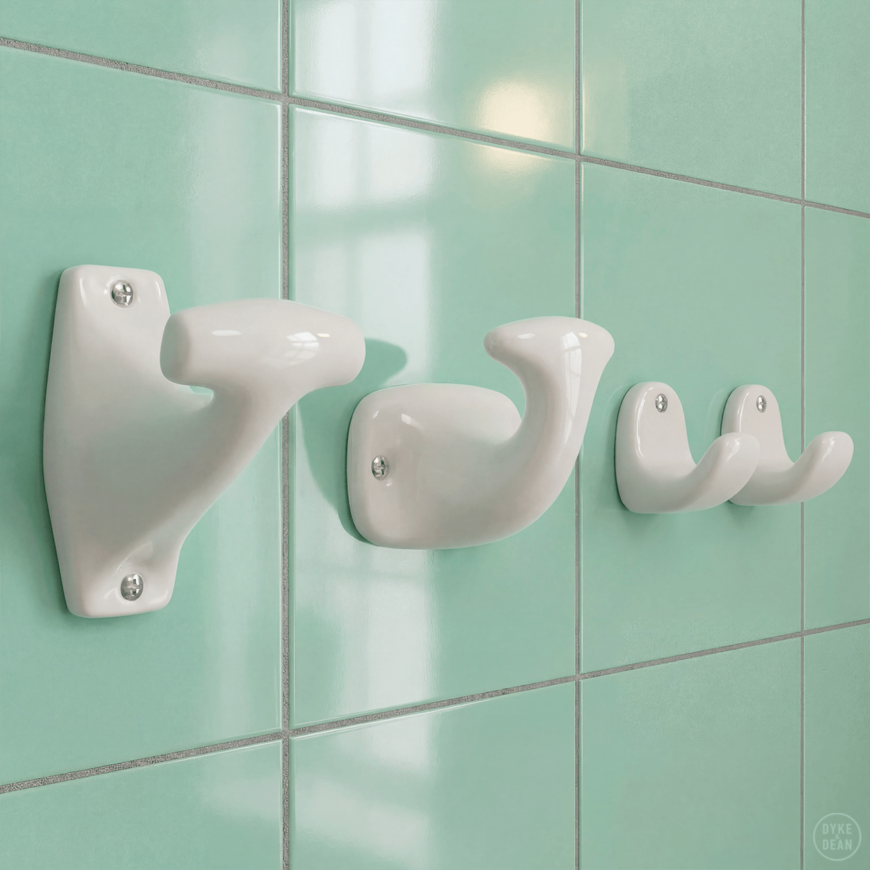 WHITE PORCELAIN WALL HOOK - DYKE & DEAN