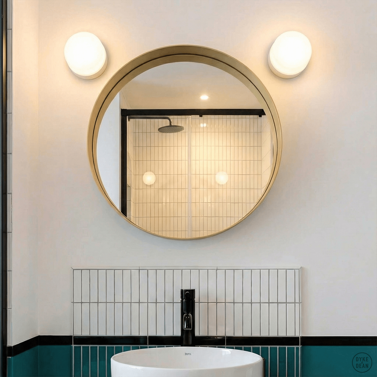 WHITE PORCELAIN WATERPROOF WALL DISC LIGHT - DYKE & DEAN