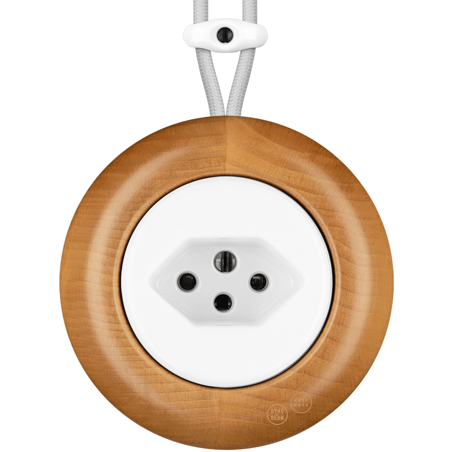 WOODEN PORCELAIN SURFACE MOUNTED FAGUS SOCKET SWISS - DYKE & DEAN