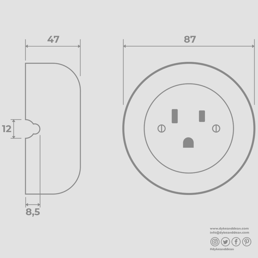 WOODEN PORCELAIN SURFACE MOUNTED NUC MAG SOCKET USA 20AMP - DYKE & DEAN