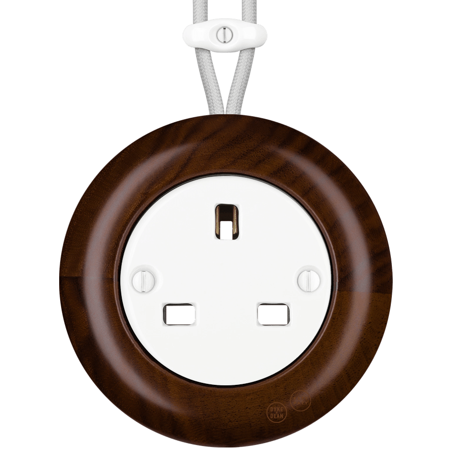 WOODEN PORCELAIN SURFACE MOUNTED NUCLEUS SOCKET UK - DYKE & DEAN