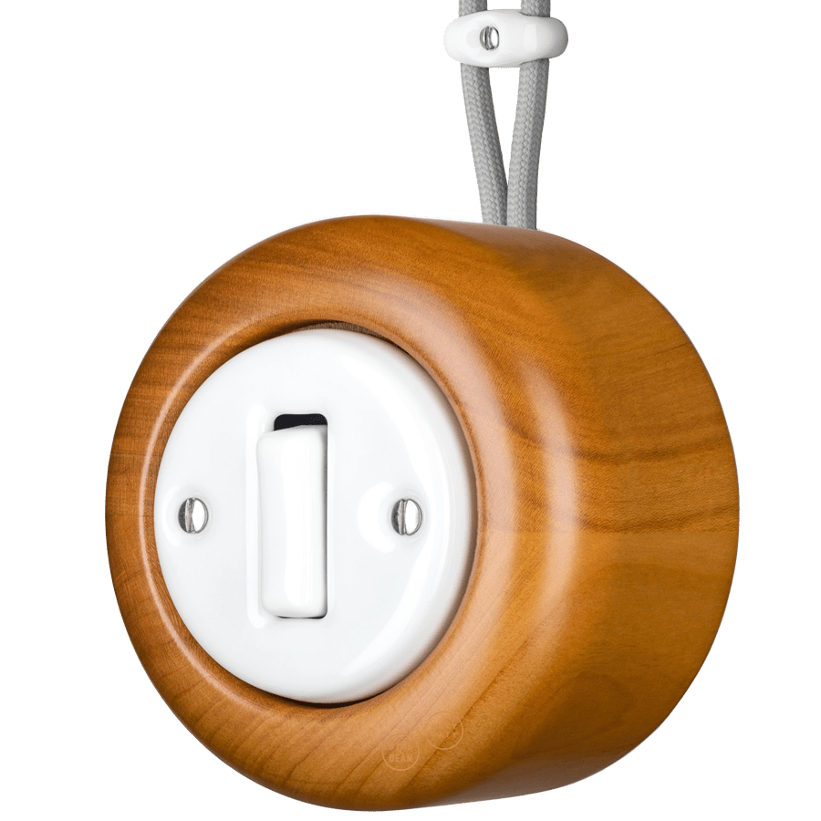 WOODEN PORCELAIN SURFACE MOUNTED PADELUS SLIM BUTTON SWITCH - DYKE & DEAN
