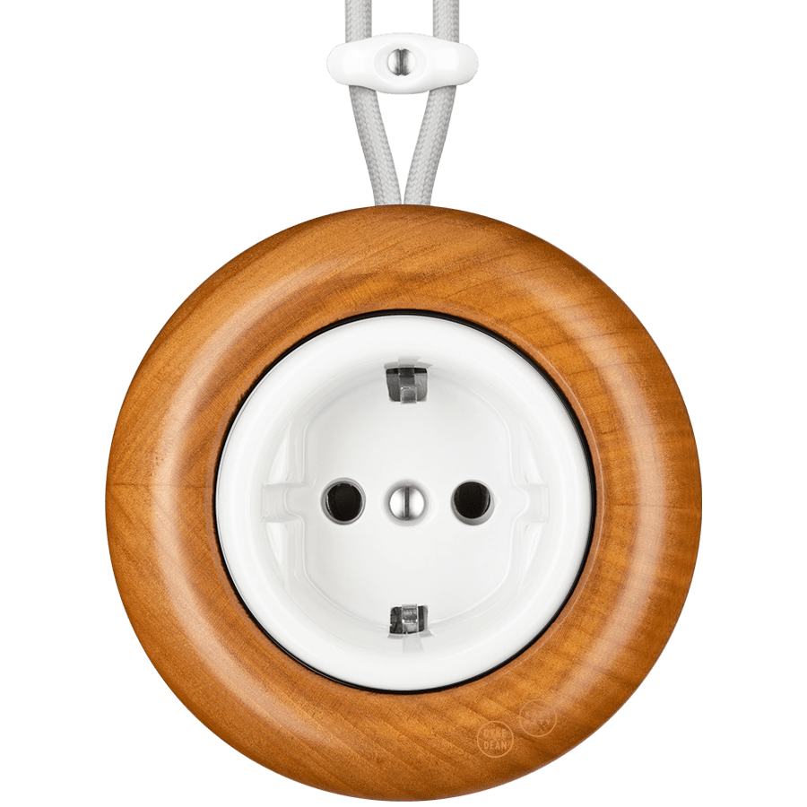 WOODEN PORCELAIN SURFACE MOUNTED PADELUS SOCKET SCHUKO - DYKE & DEAN