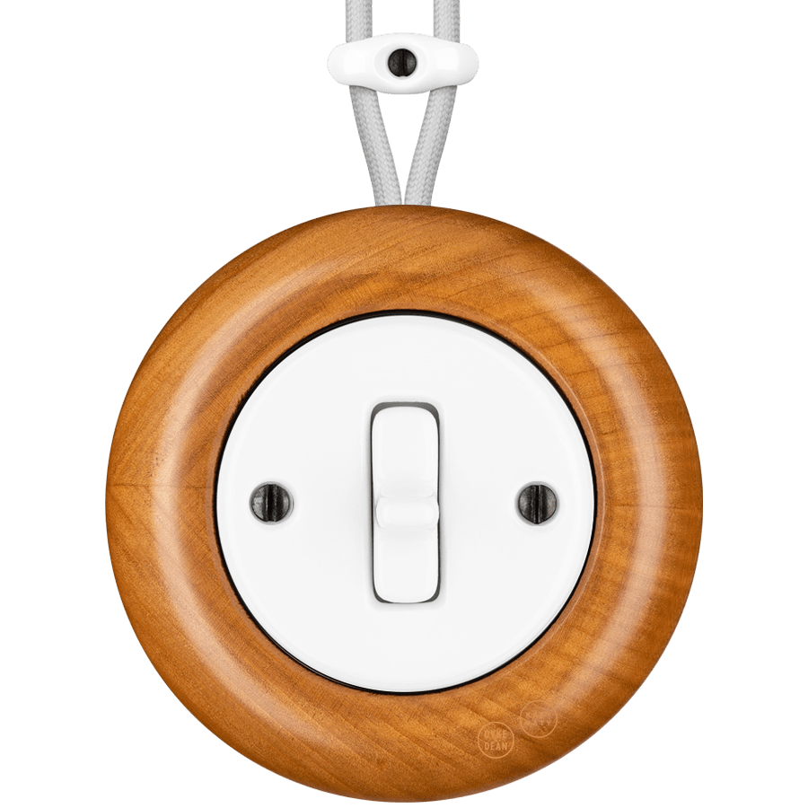 WOODEN PORCELAIN SURFACE MOUNTED PADELUS TOGGLE SWITCH - DYKE & DEAN