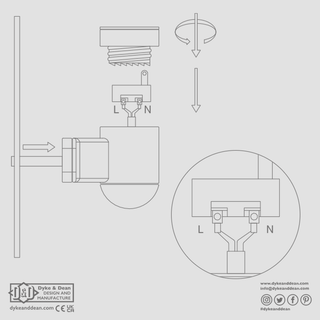 CERAMIC DROP ARM WALL FITTING WHITE - DYKE & DEAN