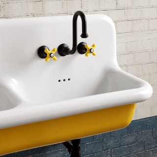 CERAMIC MOUNTED DOUBLE SINK WHITE - DYKE & DEAN